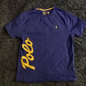 Polo by Ralph Lauren Men's Purple Tee with Yellow Logo